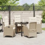 vidaXL Set de jardin de 5 pièces avec coussins Beige Poly Rattan