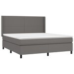 vidaXL Sommier à lattes de lit matelas LED Gris 180x200 cm Similicuir
