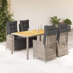 vidaXL Ensemble à manger de jardin 5 Pièces coussins gris résine tressée