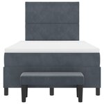 vidaXL Lit à Sommier avec Matelas & Banc Gris Foncé 120x190 cm Velours
