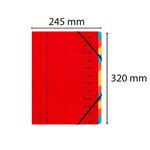 Trieur Agrafé Avec Élastiques 12 Compartiments - Rouge - X 8 - Exacompta