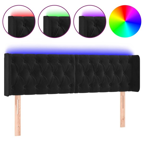 vidaXL Tête de lit à LED Noir 163x16x78/88 cm Velours