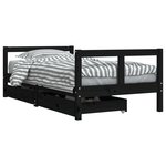 vidaXL Cadre de lit pour enfant tiroirs noir 80x160 cm bois pin massif