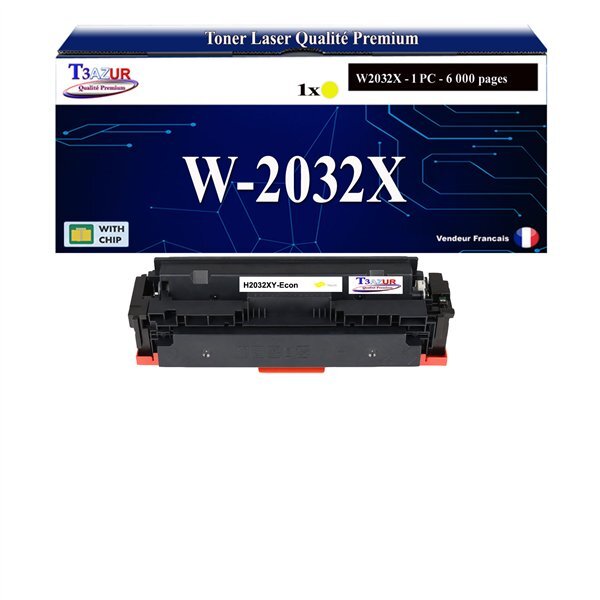 T3AZUR - Toner compatible avec HP Color LaserJet Pro MFP M479dw  M479fdn  M479fdw  M479fnw remplace HP W2032X / W2032A (HP 415X/415A)- Jaune