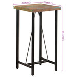 vidaXL Table de bar 55x55x107 cm bois massif de récupération et fer