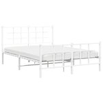 vidaXL Cadre de lit métal sans matelas et pied de lit blanc 140x200 cm
