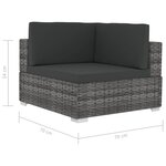 vidaXL Chaises d'angles lot de 2 avec coussins Résine tressée Gris
