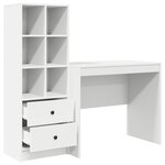 vidaXL Bureau avec rangement en bois d'ingénierie blanc