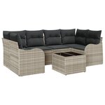 Ensemble de Canapé de Jardin vidaXL de 7 Pièces avec Coussins Gris Clair Rattan Poly