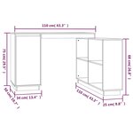 vidaXL Bureau Blanc 110x50x75 cm Bois massif de pin