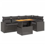 vidaXL Salon de jardin 6 Pièces avec coussins noir résine tressée