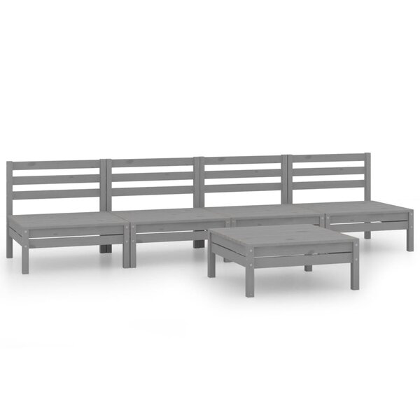 Salon de jardin meuble d'extérieur ensemble de mobilier 5 pièces gris bois de pin massif 02_0016588
