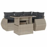 vidaXL Salon de jardin 5 Pièces avec coussins gris clair résine tressée