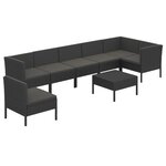 Salon de jardin meuble d'extérieur ensemble de mobilier 8 pièces avec coussins résine tressée noir 02_0017747