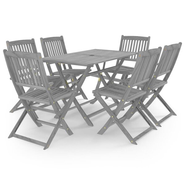 vidaXL Ensemble à manger de jardin 7 Pièces Bois d'acacia massif Gris