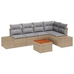 vidaXL Ensemble de canapé de jardin de 6 pièces avec coussins beige en poly rotin et acacia