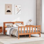 vidaXL Cadre de lit et tête de lit sans matelas cire marron 160x200 cm