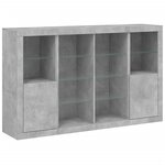 vidaXL Buffets avec lumières LED 3 Pièces gris béton bois d'ingénierie