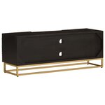 vidaXL Meuble TV noir 110x30x40 cm bois massif de manguier et fer