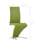 vidaXL Chaises à manger avec forme de zigzag lot de 2 vert similicuir