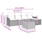 Ensemble de Canapé de Jardin 6 Pièces avec Coussins Beige Rattan