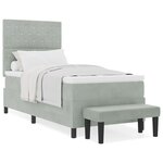 vidaXL Lit à Ressorts avec Matelas & Banc Gris Clair 100x200 cm Velours