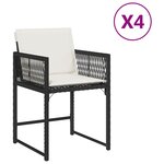 vidaXL Chaises de jardin lot de 4 avec coussins noir résine tressée