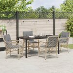 vidaXL Set de salle à manger de jardin 5 pièces avec coussins beige poly rotin