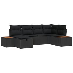 vidaXL Ensemble de canapés de jardin 6 pièces avec coussins noirs en rotin synthétique