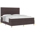 vidaXL Lit avec sommier à ressort et matelas marron foncé super king en tissu