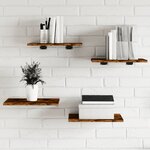 vidaXL Étagères murales 4 Pièces chêne fumé 40x30x1 5cm bois d'ingénierie