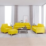 vidaXL Ensemble de canapés 4 Pièces avec coussins Jaune clair Tissu