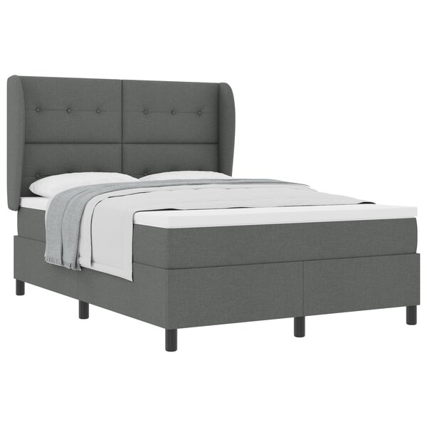 Lit à ressorts vidaXL avec matelas gris foncé 140x200 cm en tissu