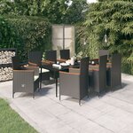 vidaXL Ensemble à manger de jardin avec coussins 9 Pièces noir