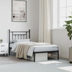 vidaXL Cadre de lit métal sans matelas avec tête de lit noir 90x200 cm