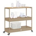 vidaXL Chariot de bar 3 niveaux beige rotin et bois d'acacia massif