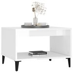 vidaXL Table basse Blanc brillant 60x50x40 cm Bois d'ingénierie