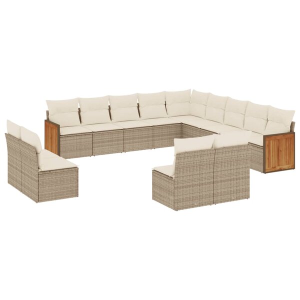 vidaXL Salon de jardin avec coussins 13 Pièces beige résine tressée