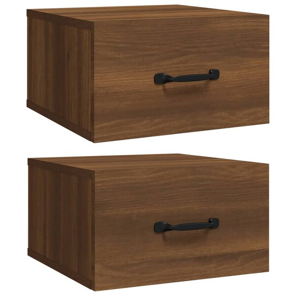 vidaXL Tables de chevet murales 2 Pièces Chêne marron 35x35x20 cm