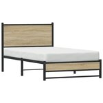vidaXL Cadre de lit en métal sans matelas chêne sonoma 107x203 cm