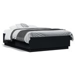 vidaXL Cadre de lit avec lumières LED noir 120x190cm bois d'ingénierie