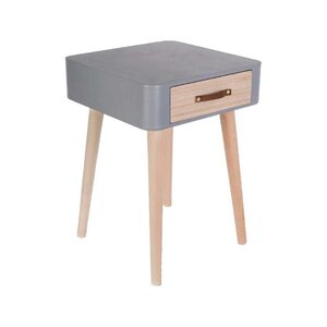 Chevet scandinave avec tiroir et poignée en cuir