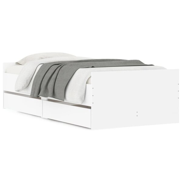 vidaXL Cadre de lit avec tiroirs sans matelas blanc 90x200 cm