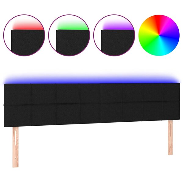 vidaXL Tête de lit à LED Noir 200x5x78/88 cm Tissu