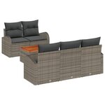 vidaXL Ensemble de canapé de jardin de 6 pièces avec coussins Gris Poly Rotin Acacia