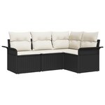 vidaXL Ensemble de canapés de jardin 4 pièces avec coussins Noir Poly Rattan