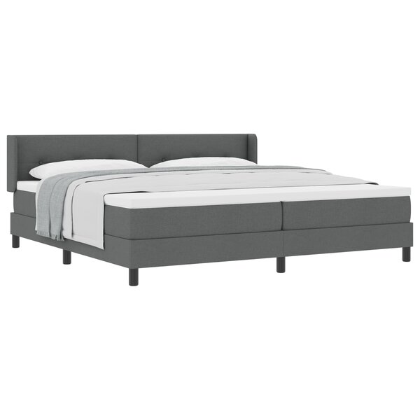 Lit à ressorts gris foncé avec matelas 200x200 cm en tissu