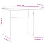Bureau table poste de travail meuble d'ordinateur informatique étude sonoma 100 x 55 x 75 cm bois d'ingénierie gris 02_0023942