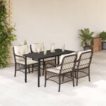 vidaXL Ensemble à manger de jardin 5 Pièces et coussins marron poly rotin