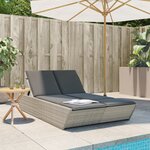 vidaXL Chaise longue double avec coussins gris clair résine tressée